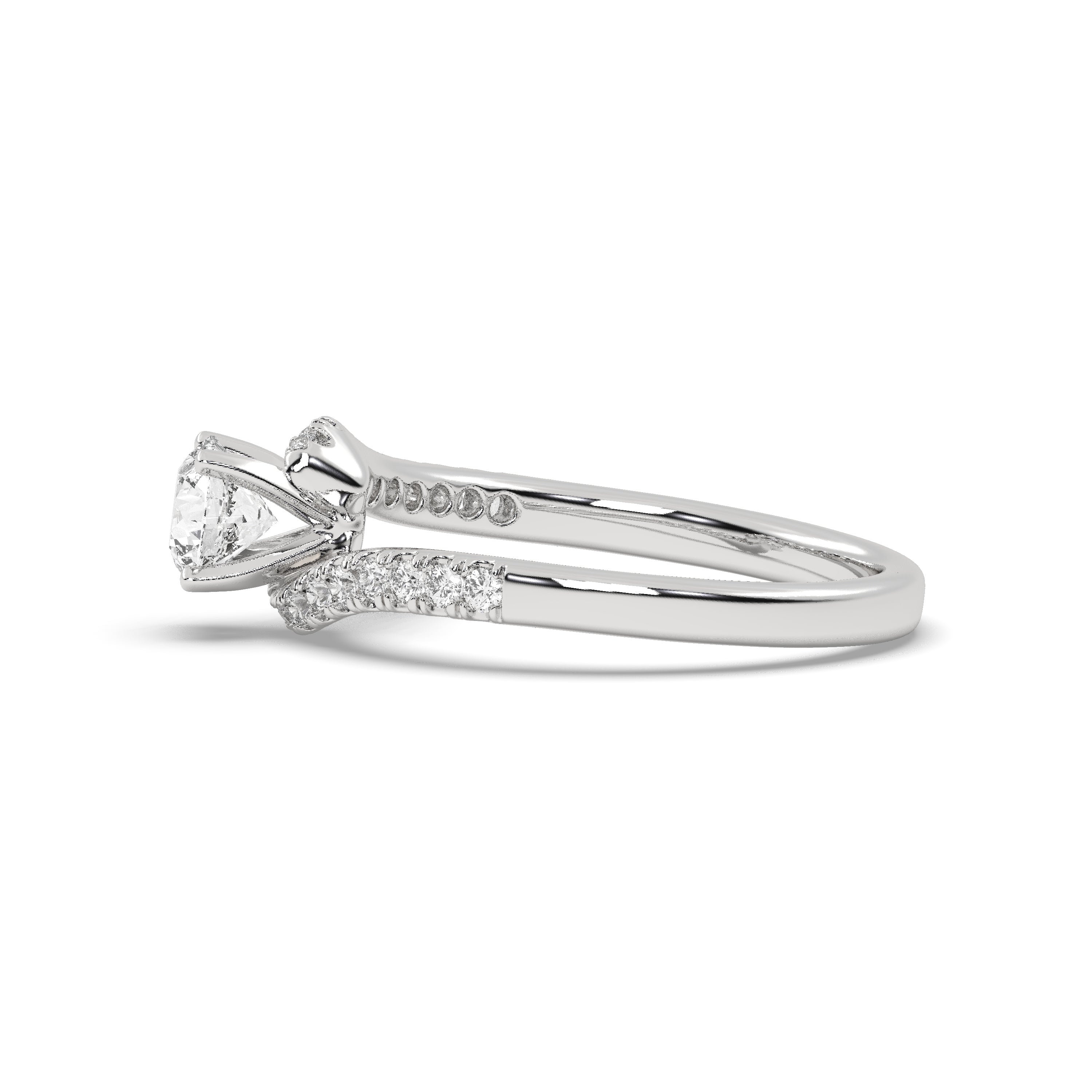 White Gold Studded 0.85 Carat Lab Grown Diamond Ring-F Color VS1 Clarity.